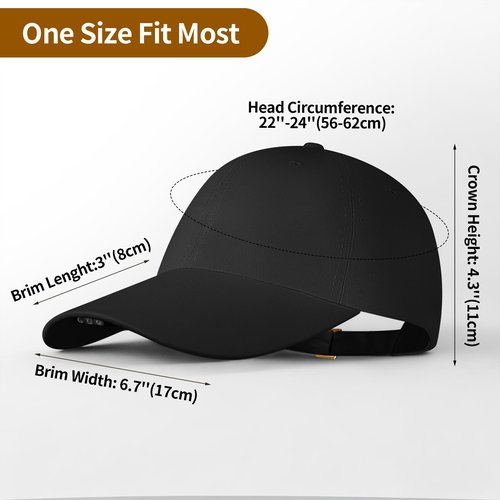 Unisex LED Baseball Cap, USB Rechargeable Baseball Cap with Light Built in, Adjustable Back Strap LED Hats Light for Outdoor Fishing Jogging Camping Hand Work(US, Alpha, One Size, Black)
