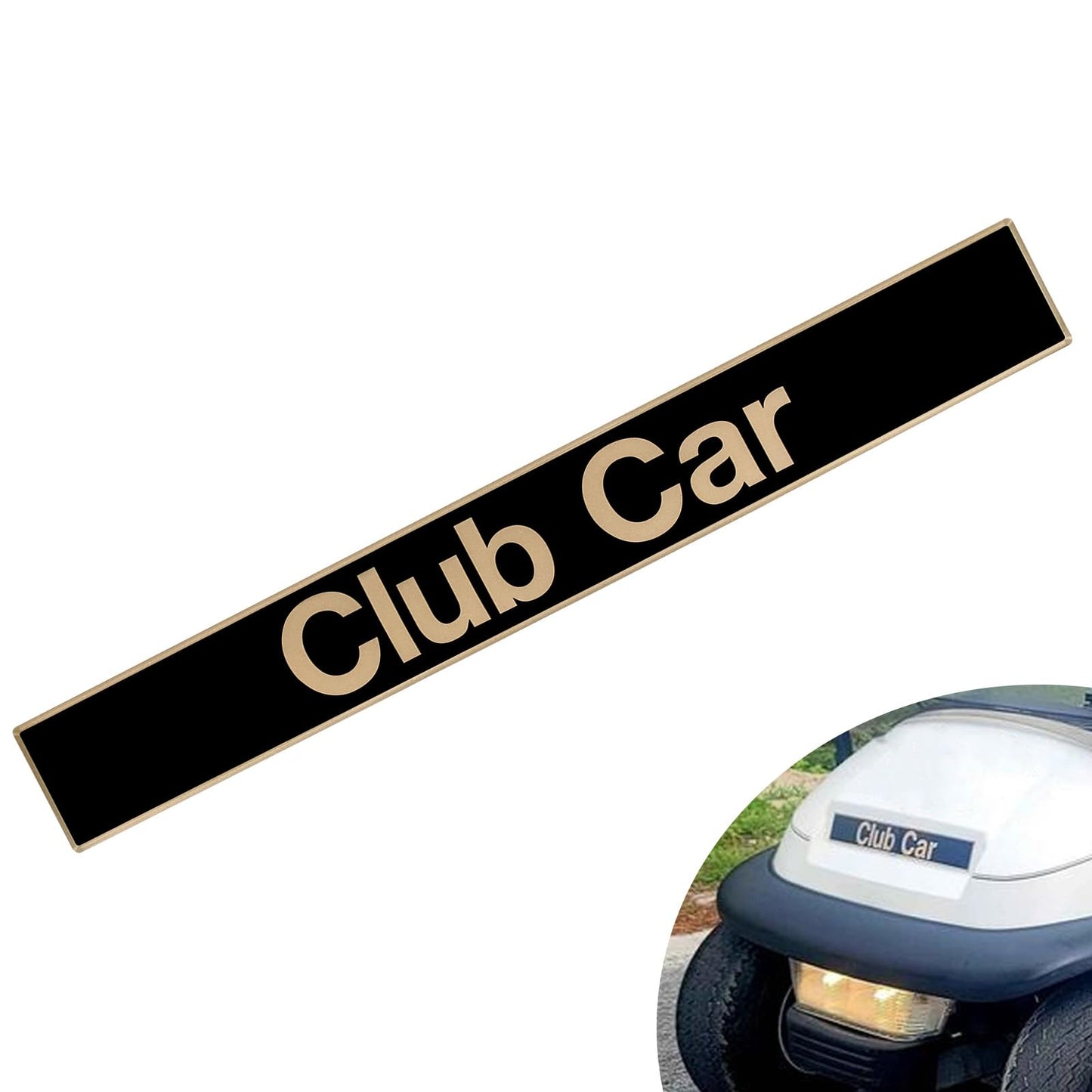 CartClan Golf Cart Emblem Sticker, Golf Cart Black Gold Decal Suitable for Club Car Precedent Golf Carts, Name Plate for Club Car Precedent Size 15.74" x 2.24", OEM#: 102502601/103816601