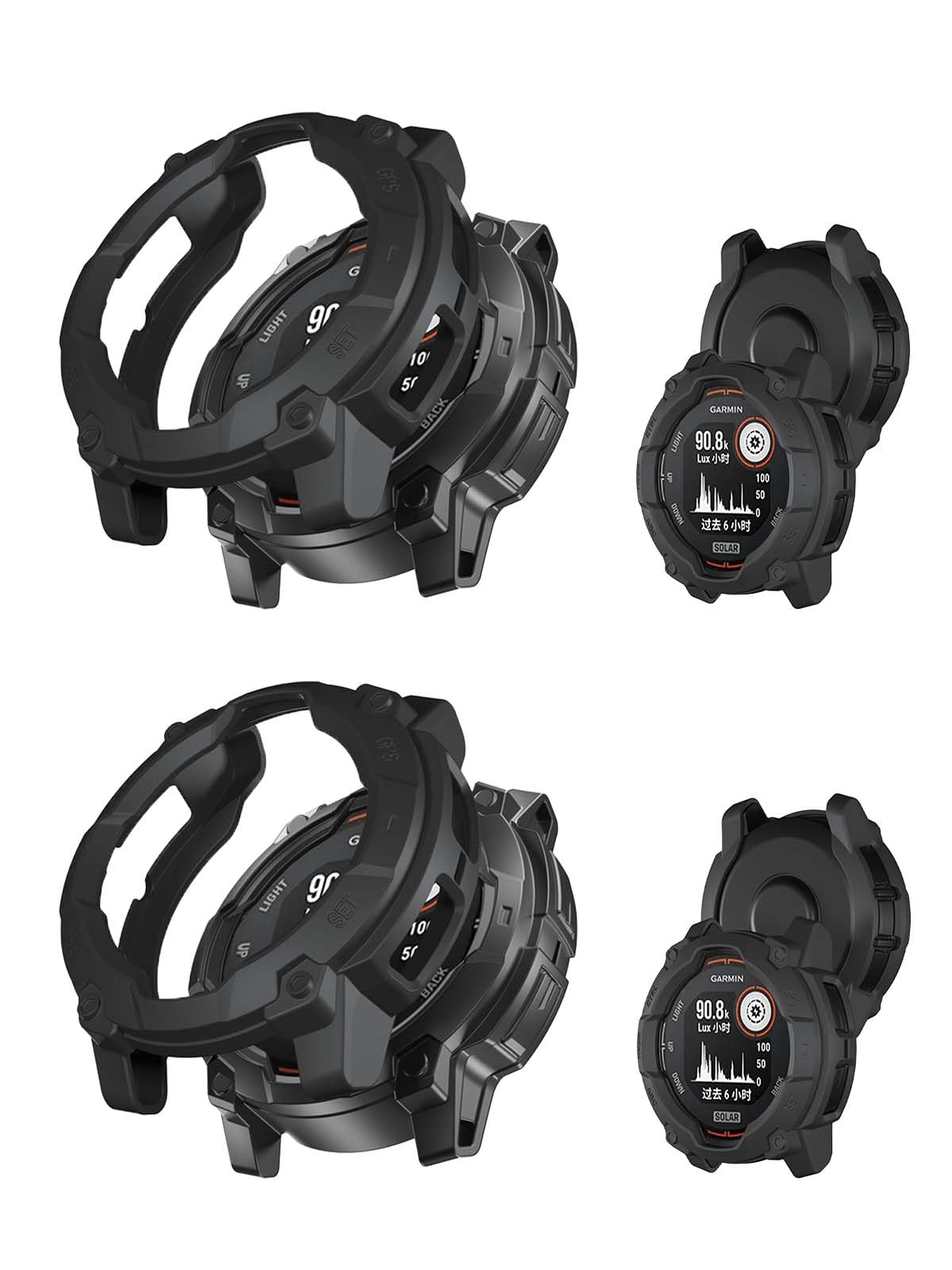 2pack Case for Garmin Instinct 3 45mm,NOUKAJU Smartwatch Cover TPU Material,Easy to Install,Drop-Proof,Soft,Protective Cover for Garmin Instinct 3-45mm(Black+Black)