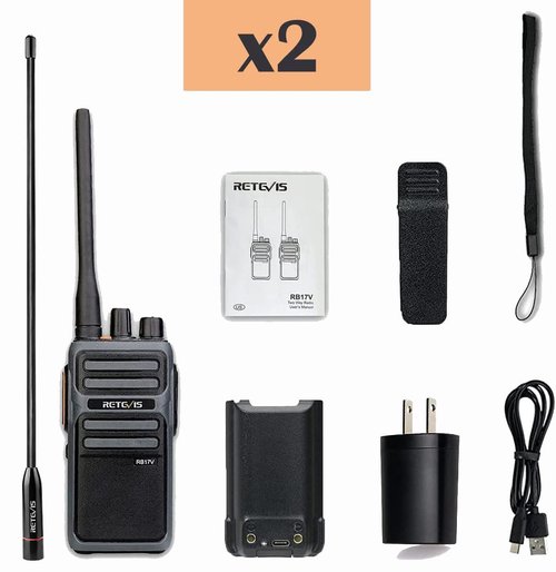 Retevis RB17V MURS Radios, Hunting Walkie Talkies Long Range,4400mAh Rechargeable Battery,SOS Alarm,2 Way Radios for Skiing Hiking Hunting(2 Pack) (with high gain Antenna)