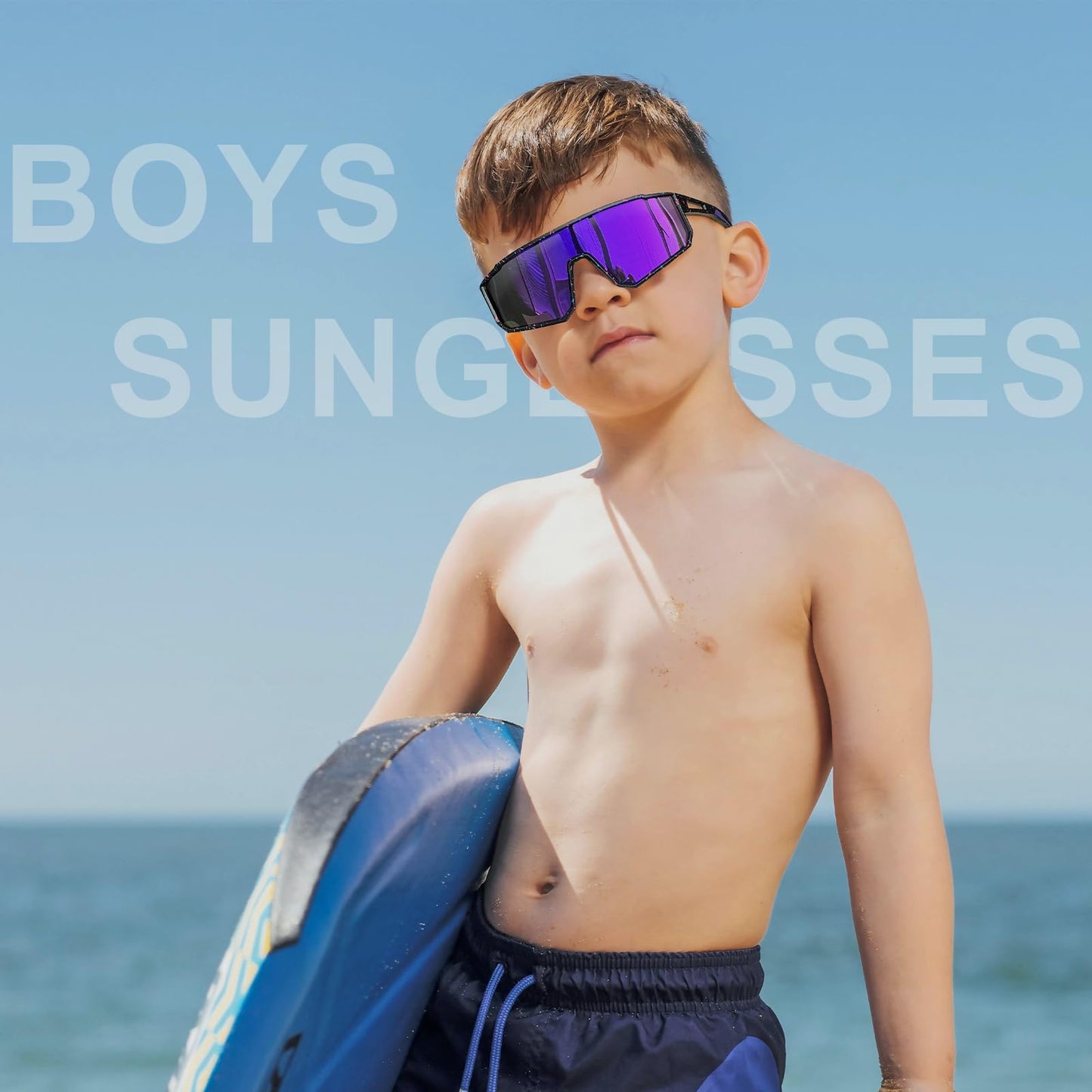 CMBJJU 3PACK Kids Sunglasses,Youth Baseball Glasses,Cycling Goggles for 6-14 Boys Girls,UV400 Protection (3pcs-Blue Pink+Black Purple+White Blue-K05)