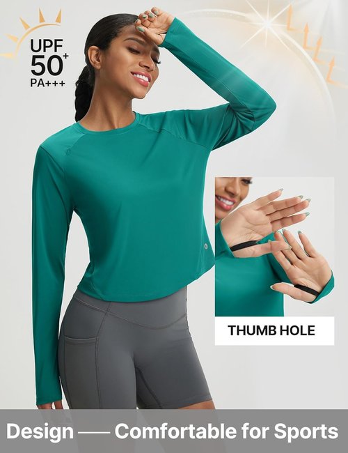 Baleaf Women's Long Sleeve UPF 50+ Sun Shirt - Lightweight UV Workout Top for Hiking & Outdoor Activities