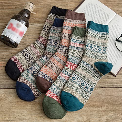 Warm Wool Socks for Women - Nordic Style - One Size, 5 Pairs