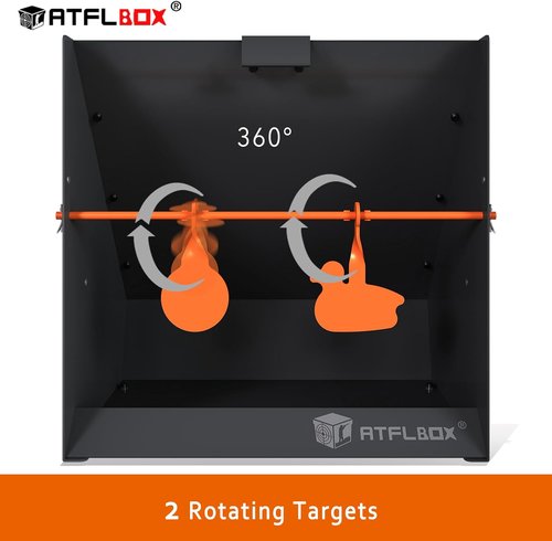 Atflbox Pellet Trap - Spinning Shooting Targets with 12"x12" Bullseye Paper for .177/.22 Caliber Air Guns