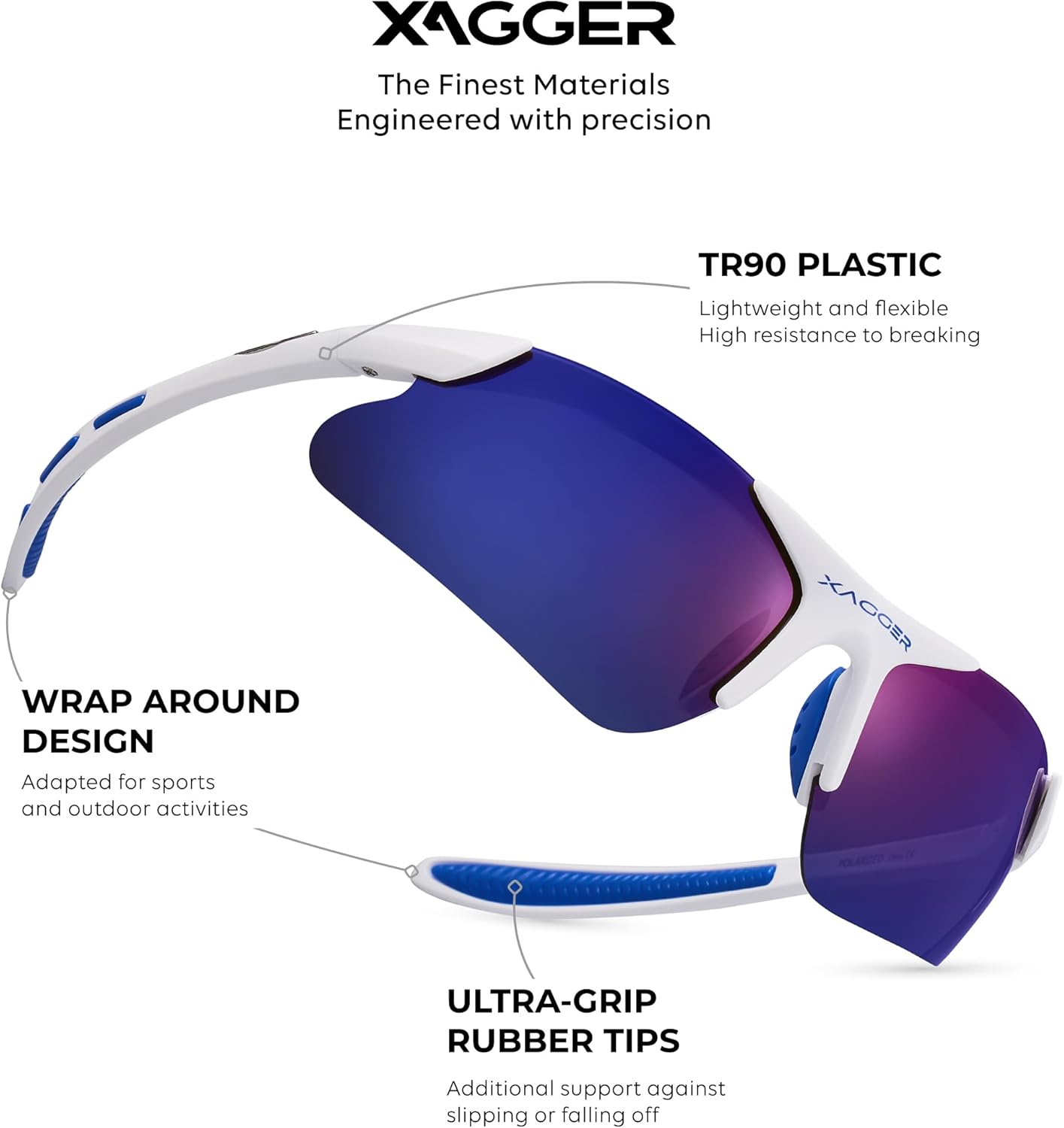 Xagger Kids Polarized Sports Sunglasses - Lightweight TR90 Frame for Boys & Girls | Baseball & Softball