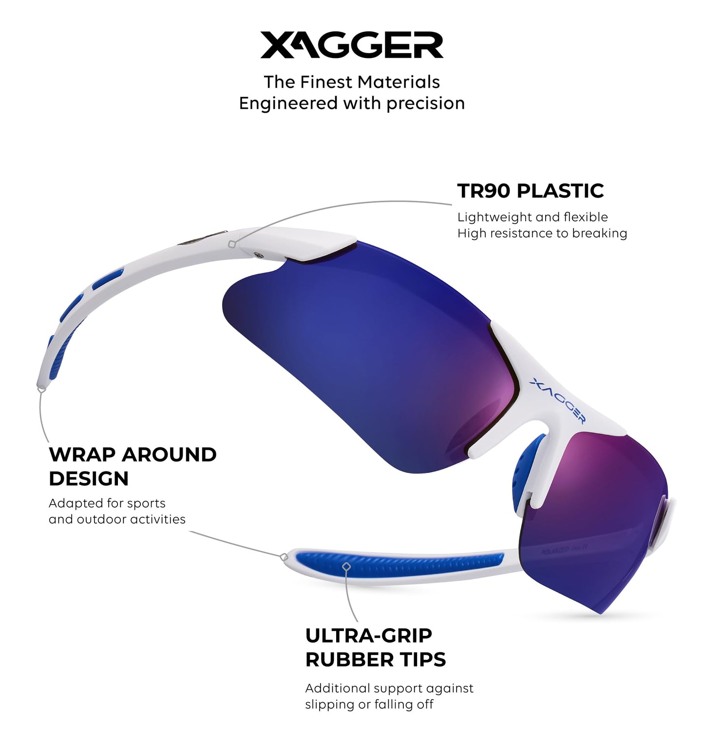 Xagger Kids Youth Polarized Sports Sunglasses for Boys Girls Baseball Softball Glasses TR90 Frame