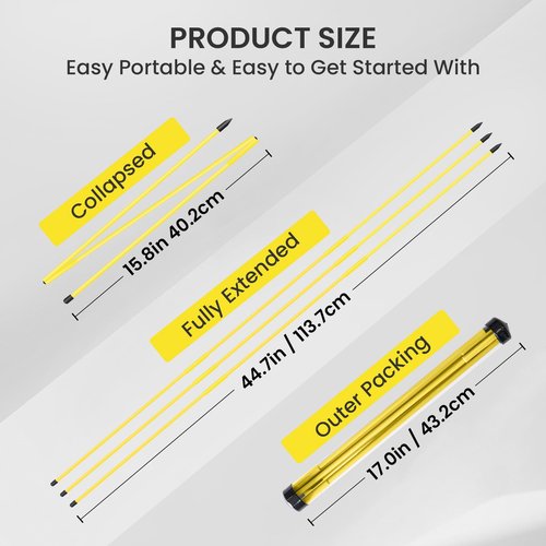 FINGER TEN Golf Alignment Sticks Rods Swing Trainer Tools 48 Inch 2 Or 3 Pack, Fits in Golf Bag Tour Stickers Practice Training Aid (3 Pack Faint Yellow)