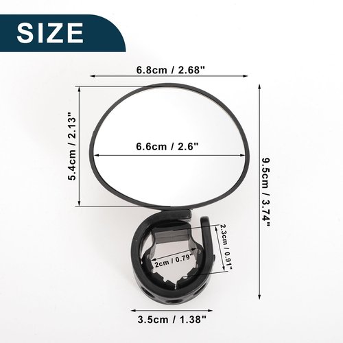 TUCKBOLD Bike Rearview Mirror 9.5x6.8cm Adjustable | Front Handlebar Bike Mirror Black for Bicycle Mountain Road Bike 1 Pcs
