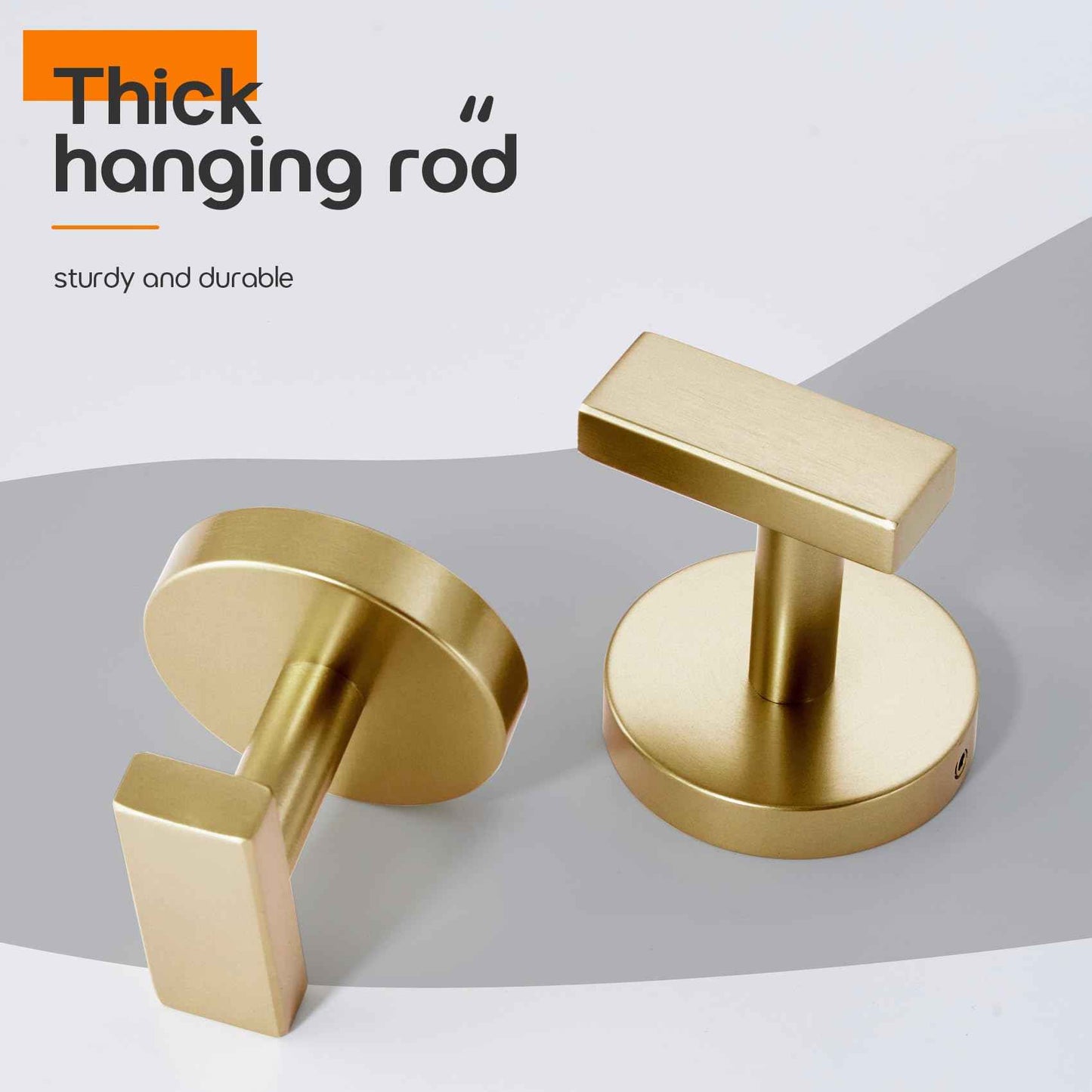 AONEON Robe Hook Bath Towel Hooks Stainless Steel Wall Hooks for Bathroom Kitchen Closet Garage Door Hanger Brushed Gold 2 Pack, AN1001GD-P2