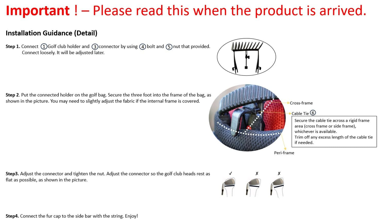 No-Rattle Golf Club Organizer – Anti-Slip, Prevents Club Loss, Fits Cart & Some Stand Bags (Check Size), Iron Only (No Woods/Driver)