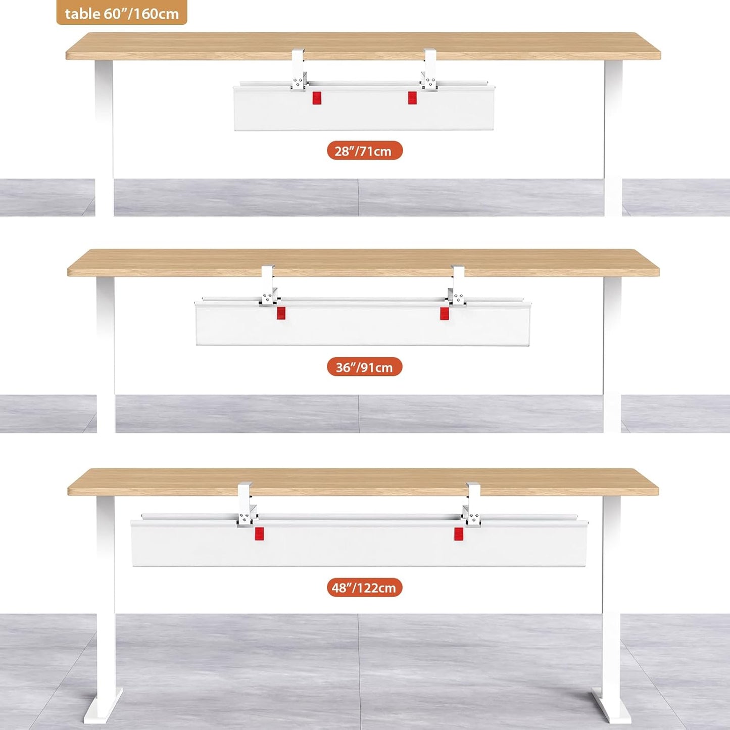 36" No Drill Under Desk Cable Management Tray - Premium Cord Organizer for Office & Home