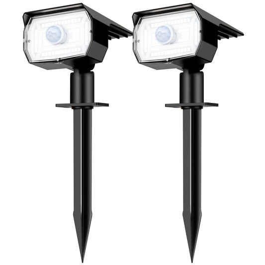 nipify Solar Spot Lights Outdoor Motion Sensor with 3 Modes, Solar Spotlights Outdoor Waterproof 2-in-1 Auto On/Off Landscape Lighting for Outside Yard Wall Garden Pathway, Cool White