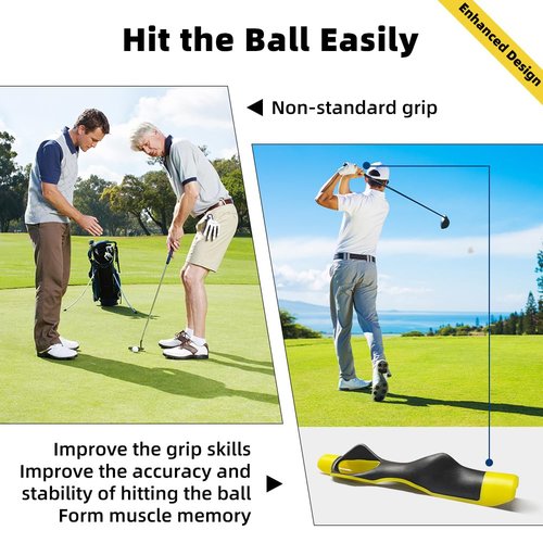 Enaud Golf Grip Trainer - Grip Trainer for Golf Swing Technique Used to Strengthen The Correct Grip Skills,Improve Swing Skills and Precision (Yellow)