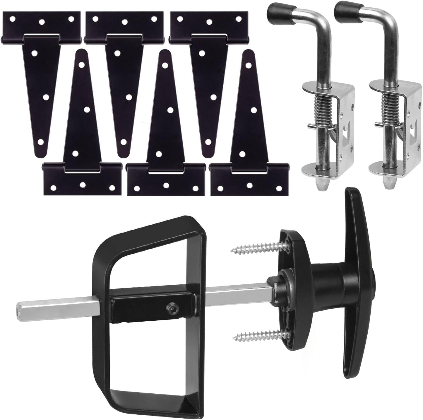 Complete Shed Door Hardware Kit with T-Handle Lock, Heavy-Duty Latches & Hinges - Weatherproof for Sheds & Gates
