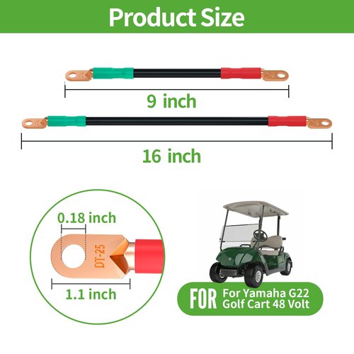 10L0L Golf Cart Battery Cable Set for Yamaha G22 48V - 4 Gauge 5-Piece Golf Cart Battery Cable Wiring Harness with Ultra-Long Pure Copper Lugs