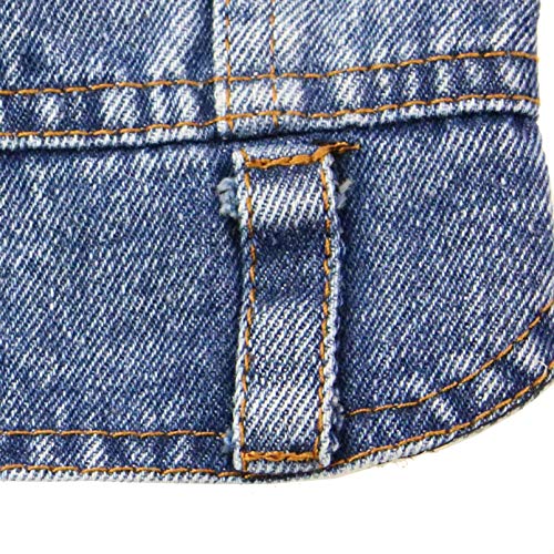 Vintage Washed Denim Dog Jacket - Dark Blue Lapel Pet Vest for Small Dogs