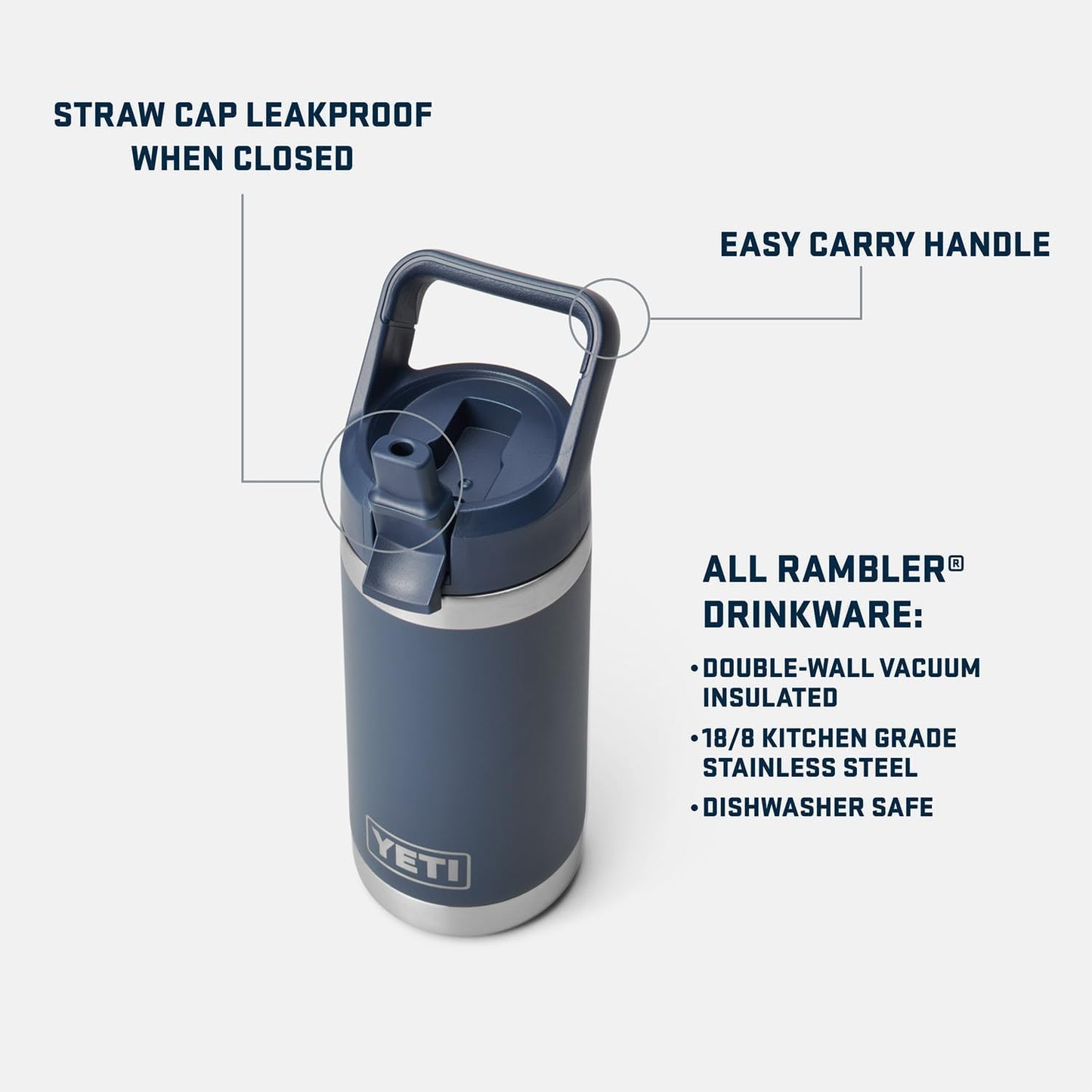 YETI Rambler Jr. 12 oz Kids Bottle, with Straw Cap, Moon Dust