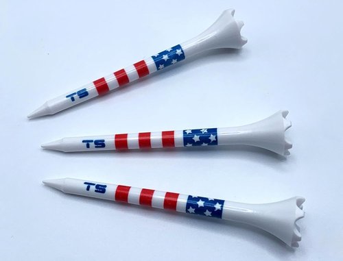 TRUESTRIKE Premium USA Golf Tees – 3¼" or 2¾" Durable Plastic Performance Tees (100 Pack) – Made in USA – Bulk Value Pack - Stars and Stripes 3 1/4