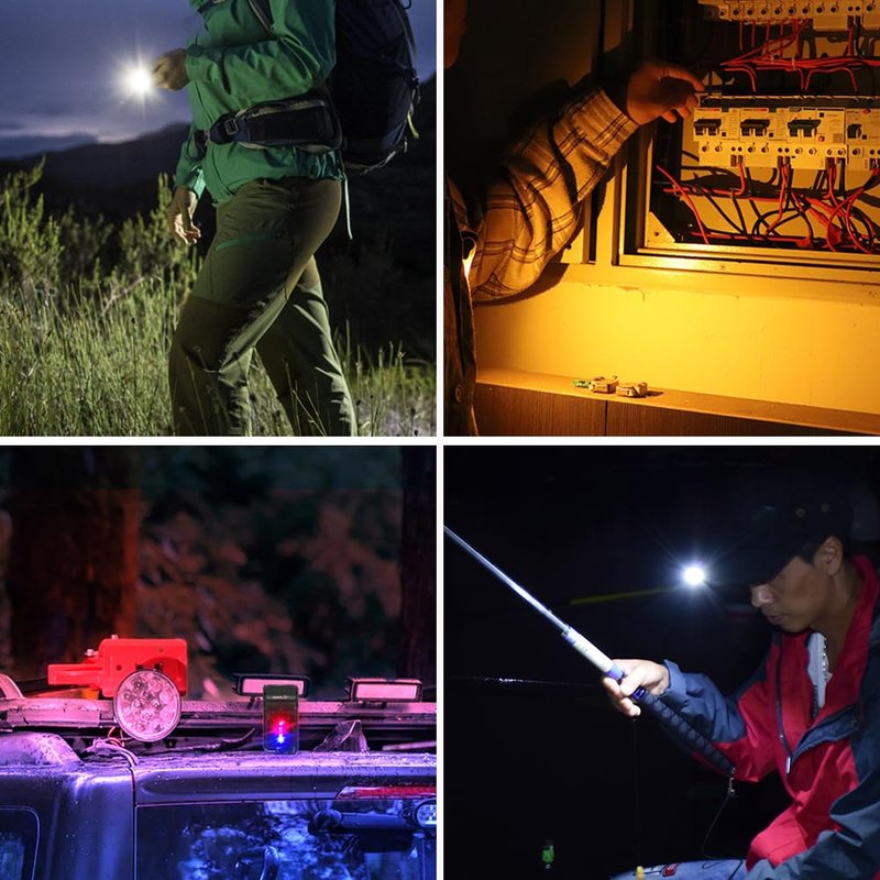BORUIT V15 Small Flashlight Powerful Super Bright with 80° Swivel Head, Clip Magent Warm Red Blue COB Light - Mini Pocket Keychain EDC Flashlights USB Rechargeable IP67 LED Flash Light