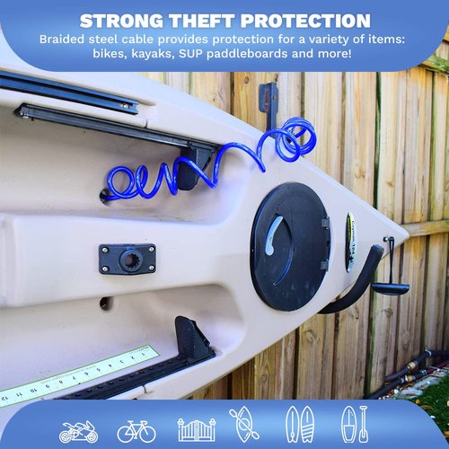 DocksLocks Weatherproof Coiled Security Cable Lock (5ft to 25ft Lengths) with Resettable Combination, Anti-Theft Protection for Kayaks, Bikes, Paddleboards, Scooter, Equipment, Bicycles and More 5ft