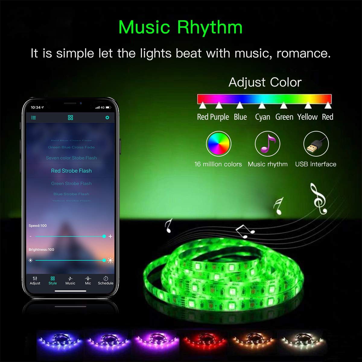 KIKO Battery Powered Led Strip Lights 6.56ft, 2m USB/Battery Operated 60 LED 5050 RGB LED Lights Birthday Christmas Gift with Remote for TV Backlight, Bedroom, Camping