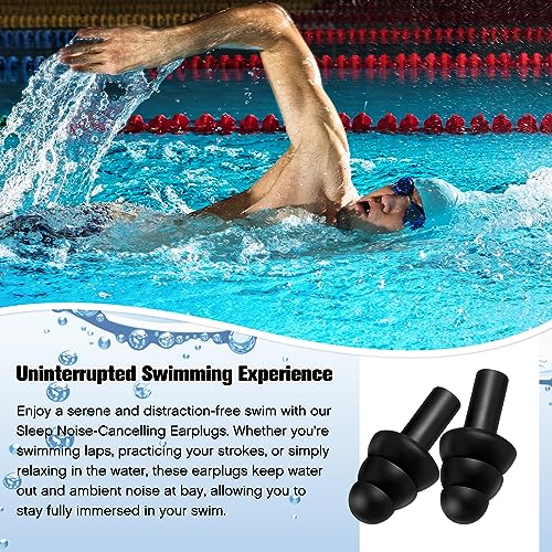 TrelaCo 200 Pairs Silicone Ear Plugs Soft Reusable Waterproof Ear Plugs for Sleeping Noise Swimming Hearing Protection Earplugs Shooting Construction Hunting Music Concerts (Black)