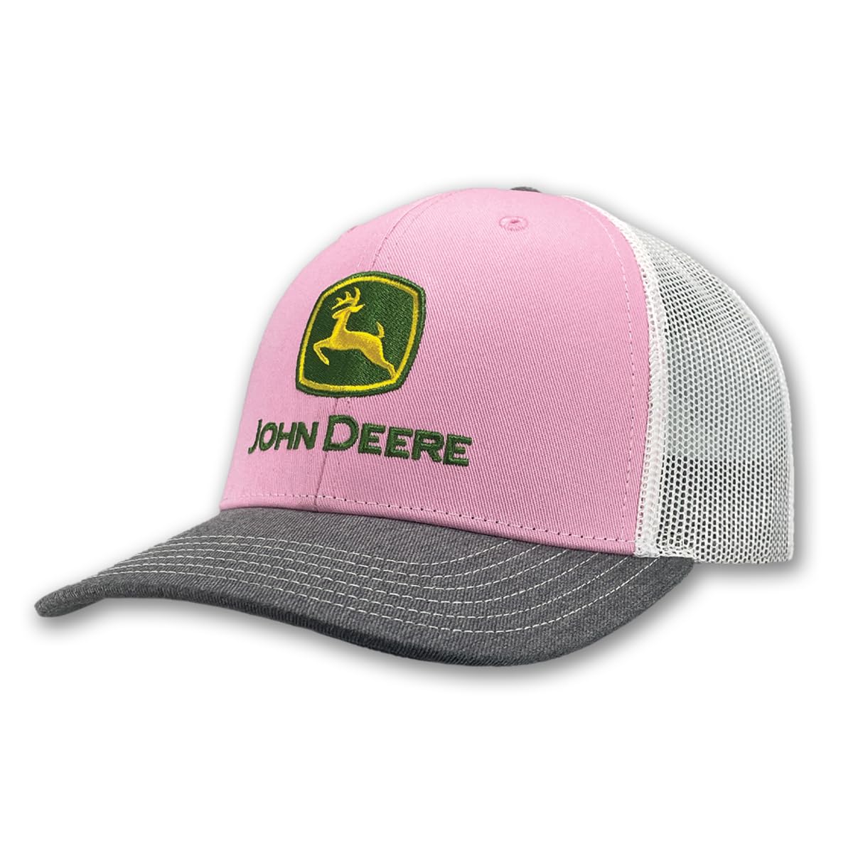 John Deere Pink/Grey/White Mesh Back Hat/Cap - LP87491