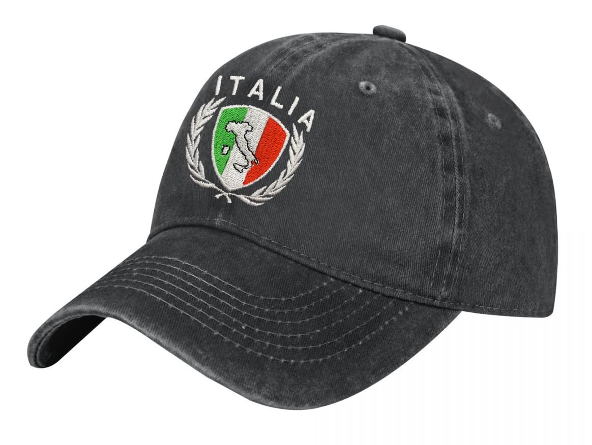 Bshuey Italy Italia Italian Flag Embroidered Hat for Men Women Cotton Adjustable Baseball Cap Hats Black
