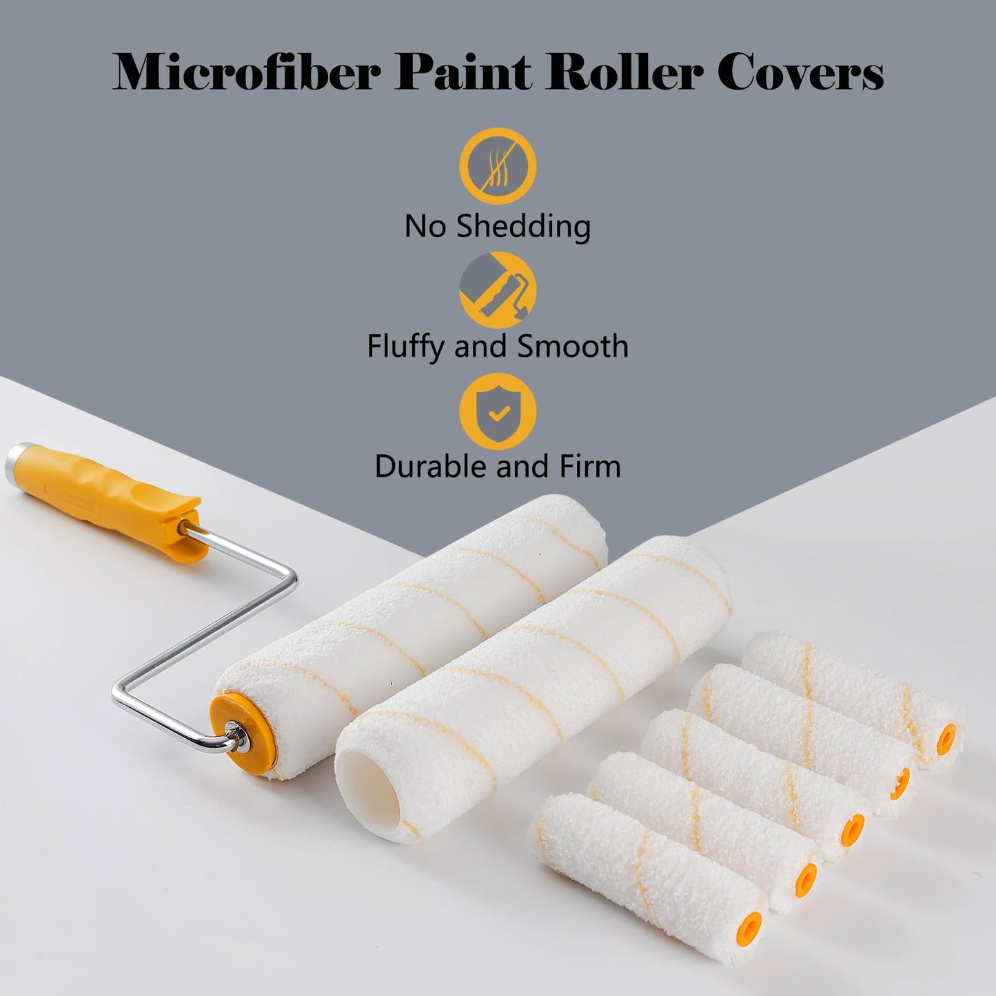 YiBaiBrush Paint Roller Kit, 18 Pack Paint Roller Set, 9 Inch Paint Roller, 4 Inch Paint Rollers with Frame, Paint Brushes for Walls, Paint Tray with Liners, Paint Supplies for Painting Walls