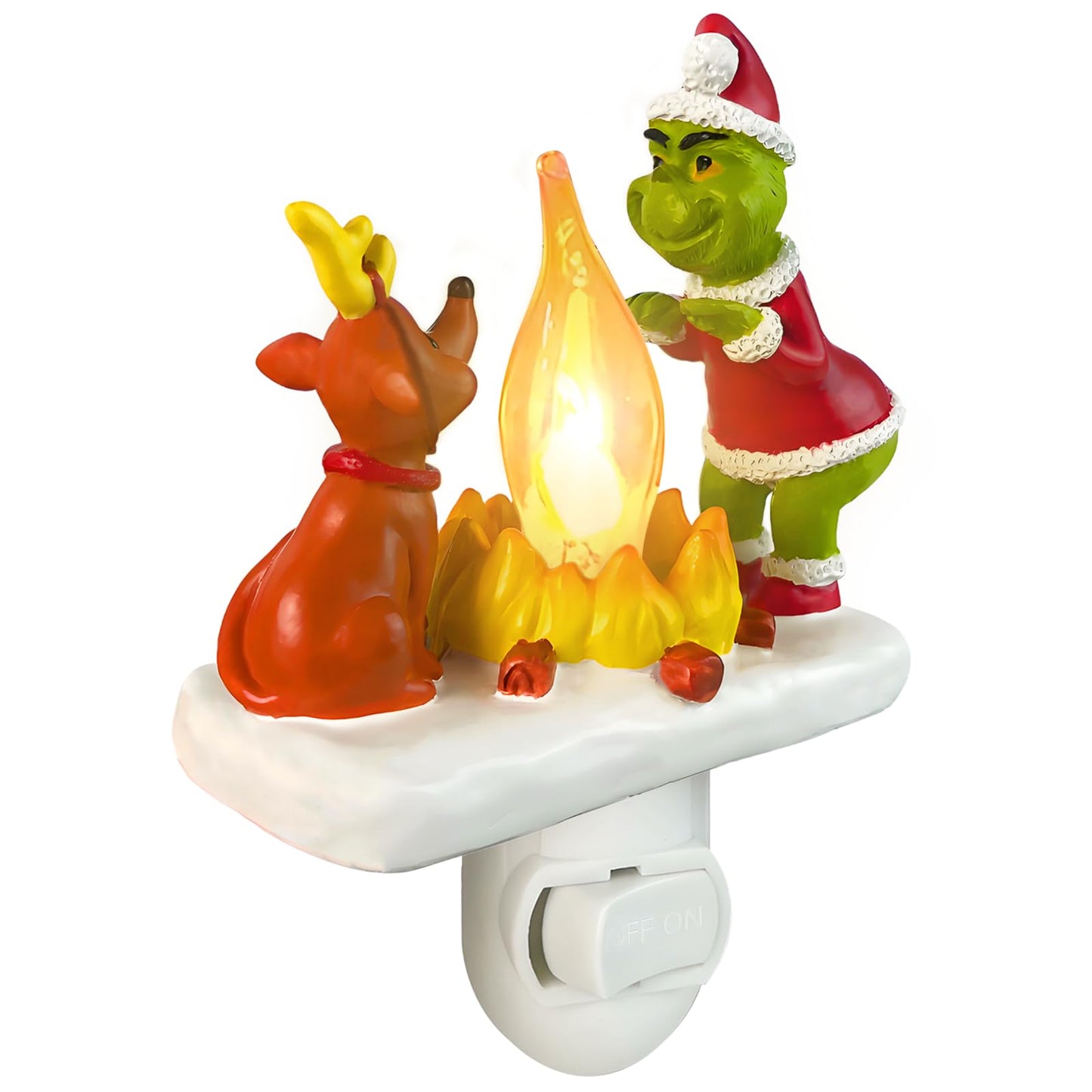 HFZCZW 2025 Christmas Night Light, Christmas Green Monster Campfire Nightlight, Eve Campfire Flickering Night Light Gifts for Family, Plug-in