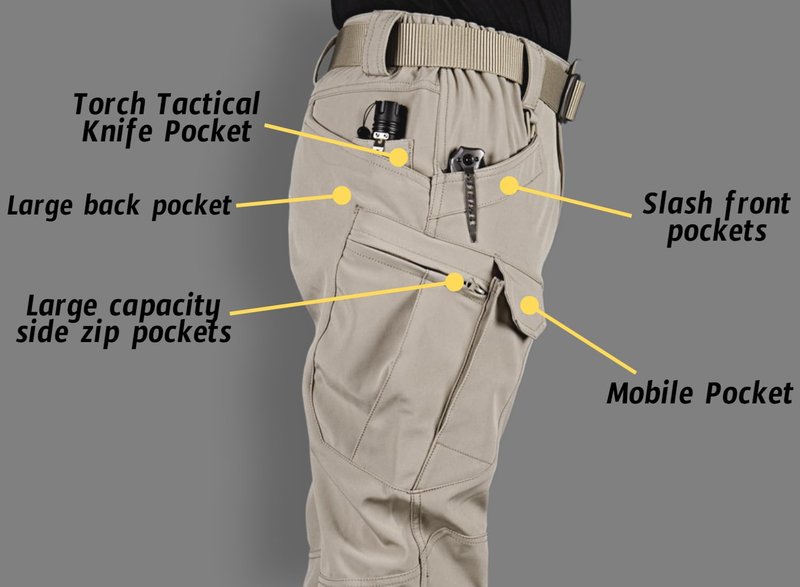 WINRKERY Men's Tactical Pants Work Pants Water Resistant Hiking Pants Military Combat Cargo Pants, Fleeced Black Large