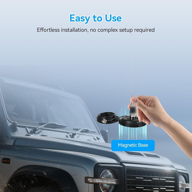 Retevis Mobile Antenna Magnetic Mount Base with NMO Connector,Mobile Radio Antenna Base with 16.4ft Coaxial Cable, SL16.J,150mm Diameter Magnetic Base, Compatible with Midland Cobra Radio(1 Pack)