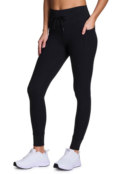 Avalanche Women's Squat Proof Drawstring Waist Gym Hiking Legging Fitted Jogger with Pockets Jet Black S