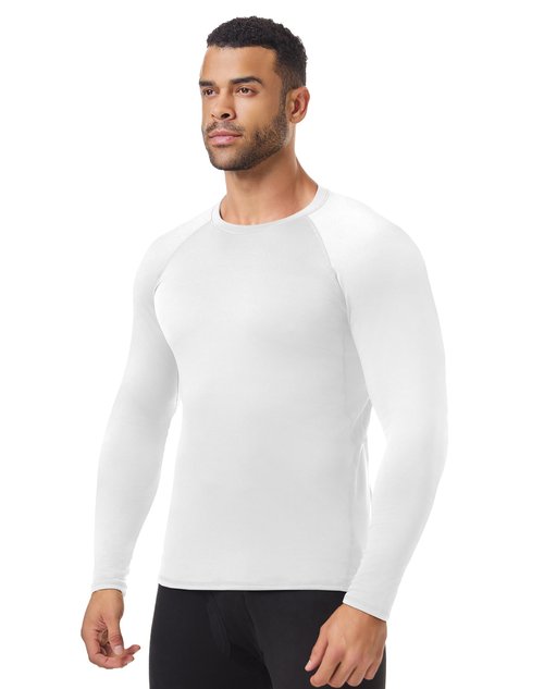 HovSiyla 3 Pack Men's Thermal Underwear Shirts Compression Fleece Lined Long Sleeve Athletic Base Layer Cold Weather Black Grey White L