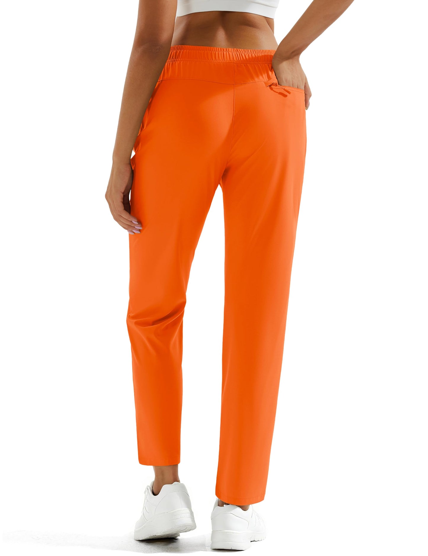 MAGCOMSEN Quick Dry Pants Women Summer Lightweight Orange UPF Travel Athletic Hiking Pants Lounge Fishing Running, L