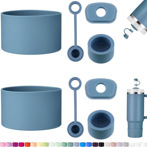 HYZ Silicone Spill Proof Stopper Set - 8 Piece Accessories for Stanley H2.0 Tumblers | Indigo Color