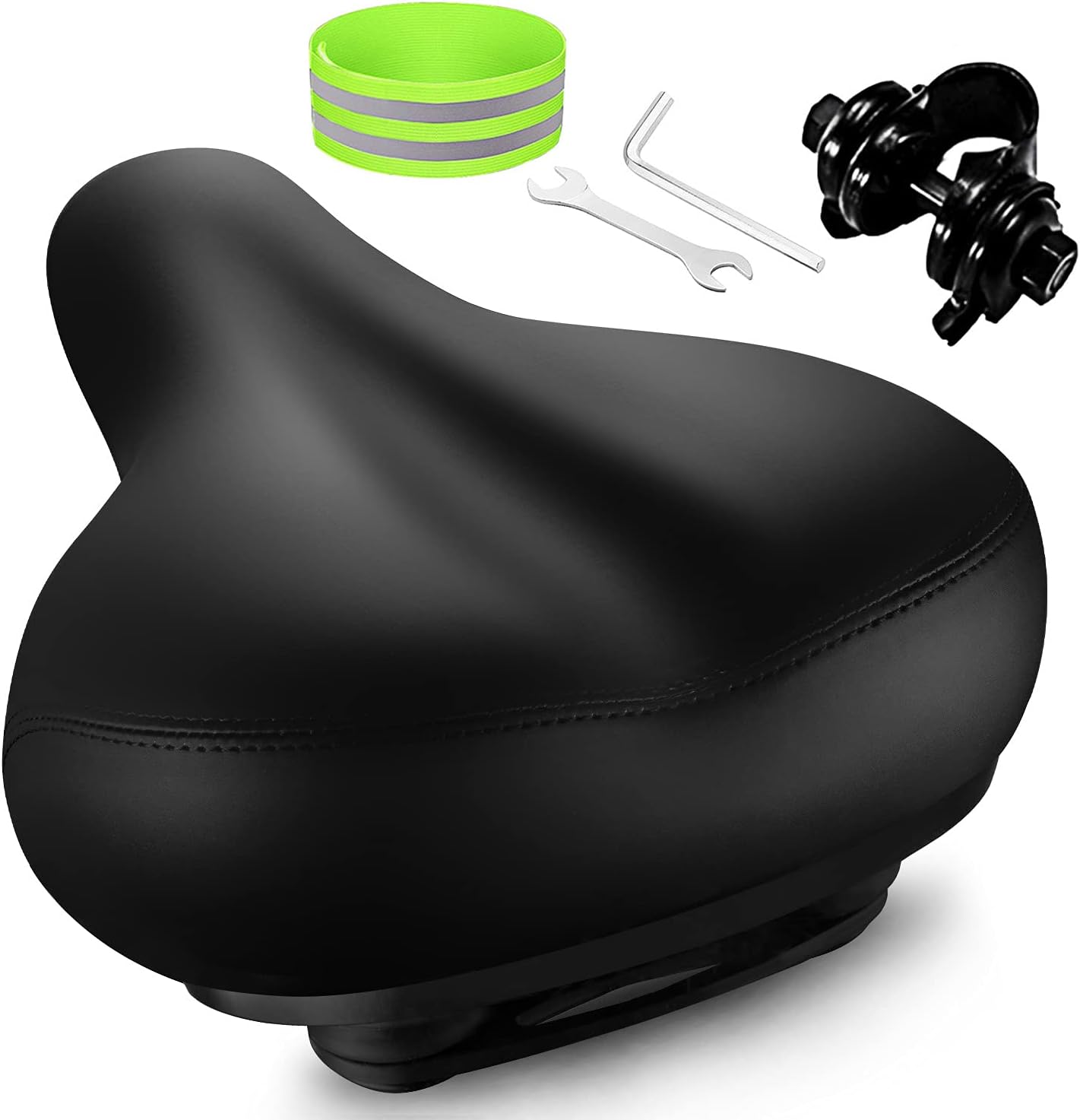 Skiennix Wide Bicycle Seat - Comfortable Memory Foam, Sweatproof Design | Dual Shock Absorbing Saddle