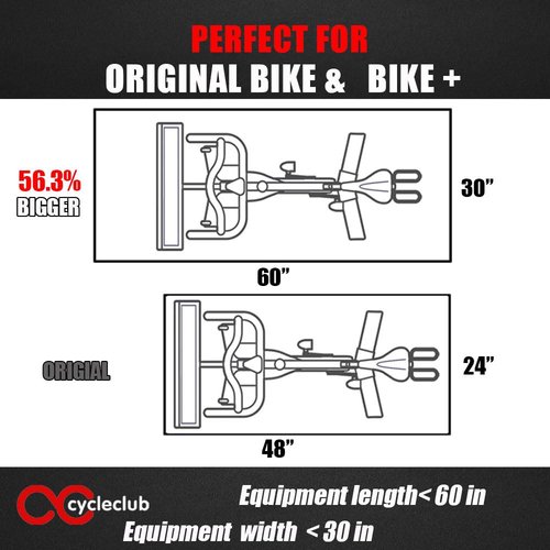 Cycleclub Exercise Bike Mat - 6mm Thick Under Bike Trainer Mat for Stationary Indoor Spin Bikes, Hardwood Floor Carpet - Black Gym Equipment Mat