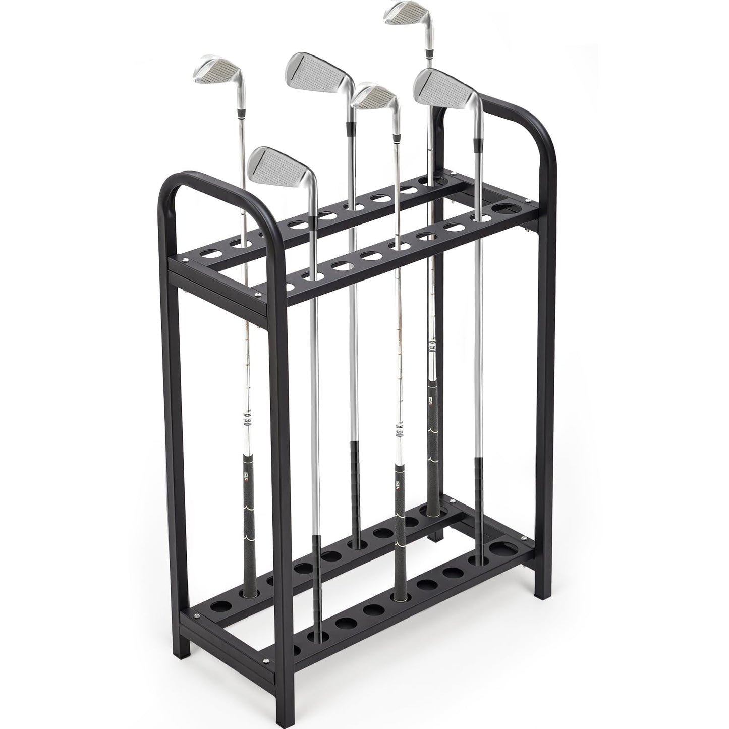 Hicarer 18 Hole Golf Club Holder Metal Golf Club Organizer Stand Rack Putter Stand Display for Indoor and Outdoor Use Home, Black