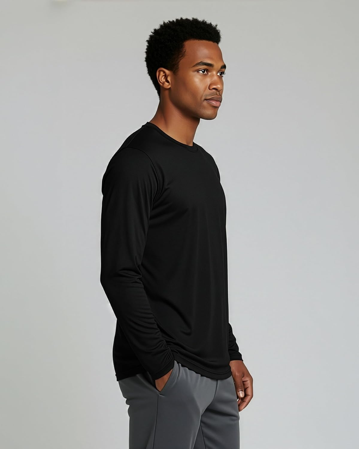 Real Essentials Men's Quick-Dry Athletic Long Sleeve T-Shirt - UPF SPF UV Protection | 3 & 5 Pack Available in Big & Tall
