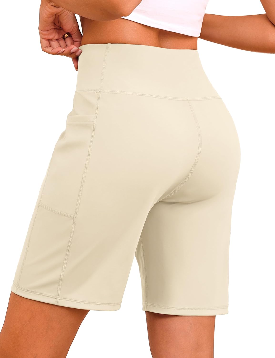 Quenteen Women's Bermuda Shorts - High Waisted Athletic Yoga Shorts | 9" Knee Length