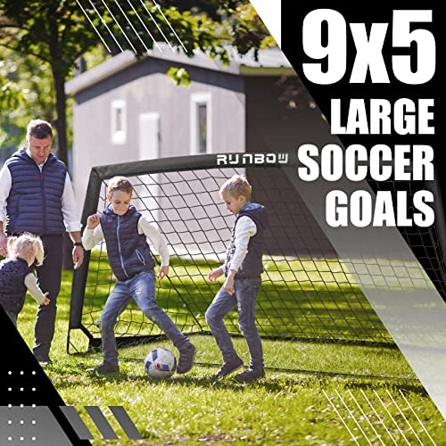 9x5 FT Portable Kids Soccer Goals with Carry Bag - Black