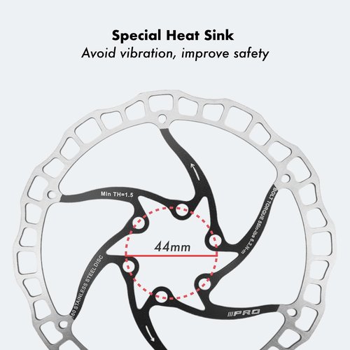 DJC Bike Brake Disc Rotor 2pcs MTB Brake Disc 160mm 180mm with 6 Bolts Road Bike MTB BMX e Scooter Steel Brake Disc iiipro (2pcs Black, 180mm)