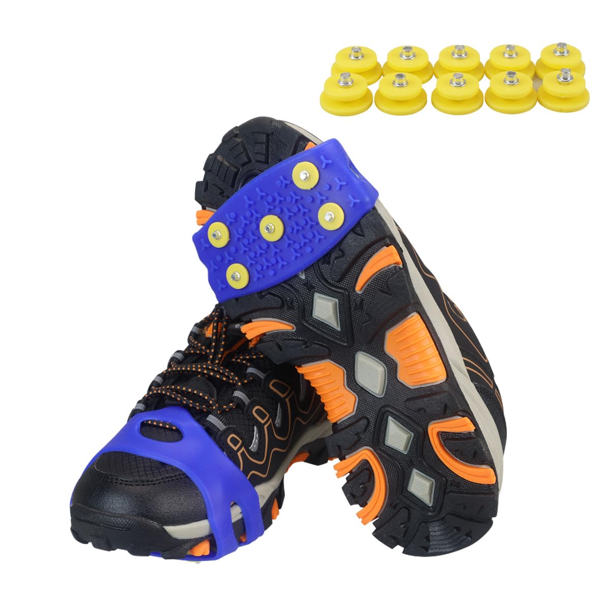 Kids Ice Cleats for Shoes & Boots, Anti-Slip Snow Cleats with Extra 10 Stainless Steel Ice Spikes, Silicone Snow Grips for Kids, Youth & Toddlers Walking, Running & Outdoor Play
