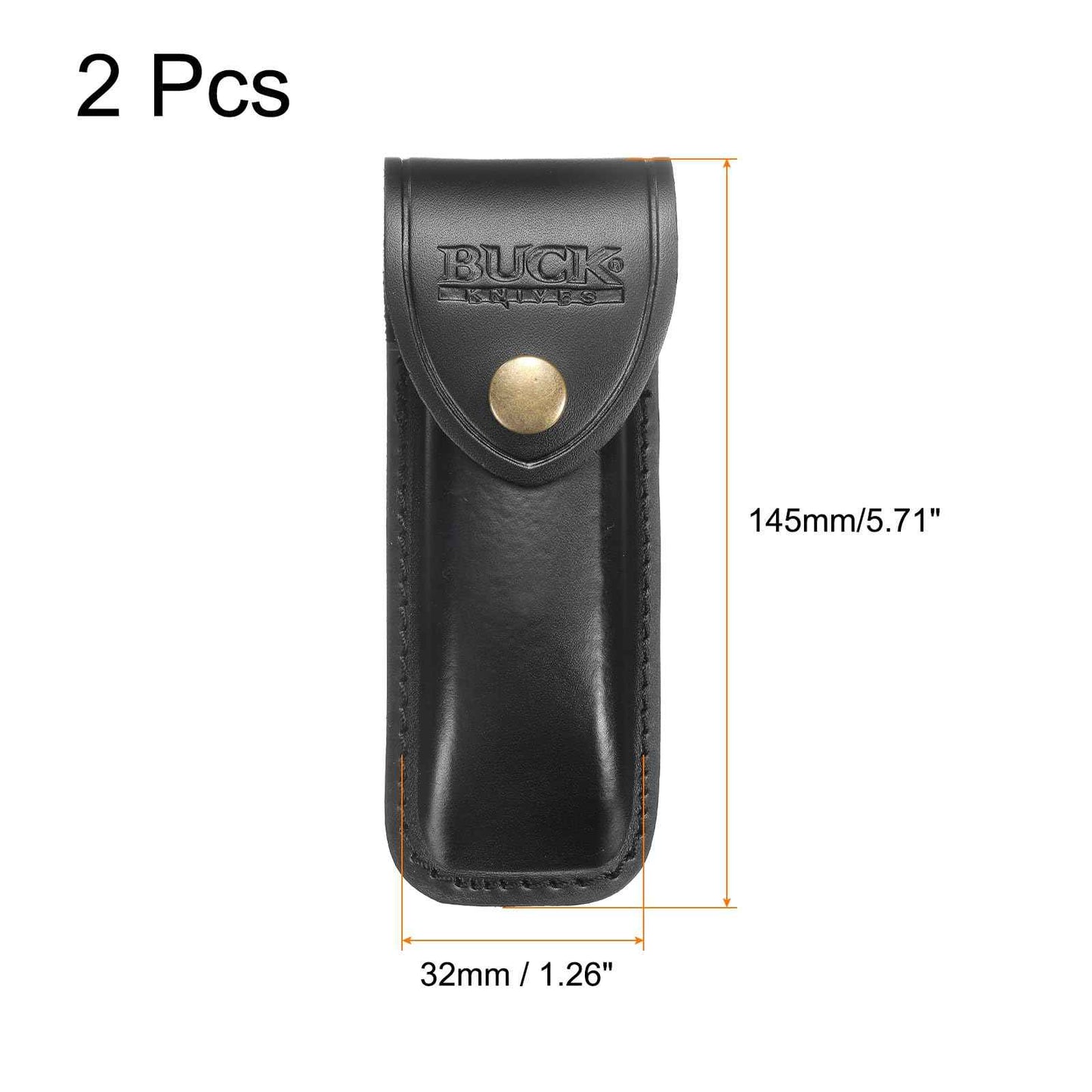 HARFINGTON 2pcs Leather Knife Sheath 5.71" Leather Pocket Knife Sheath with Hole for Folding Knife Camping Hunting Outdoors, Black