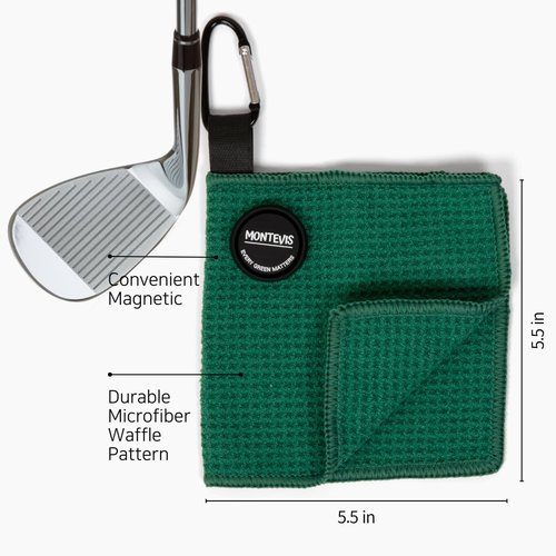 MONTEVIS Golf Club Cleaner Brush kit with Golf Brush(Holds 5 oz Water, Spray, Retainer Clip), Magnetic Golf Towel Set for Golf Gifts, Golf Accessories for Men and Women
