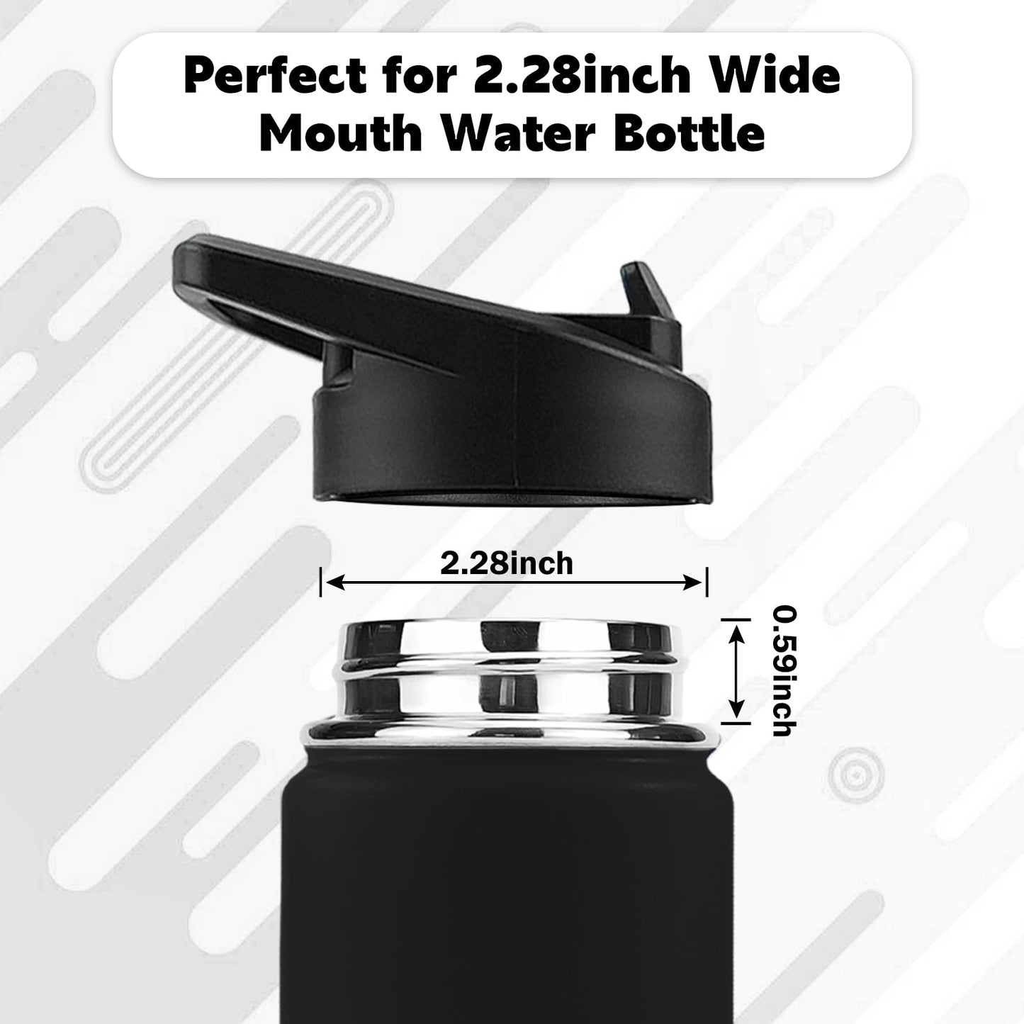 XccMe Straw Lid for Hydro Flask Wide Mouth,4Pack Replacement Lids with Straws for Wide Mouth 12,16,18,22,32,40,64oz Water Bottles,Sport Bottle Lids Accessories with Handle (Black