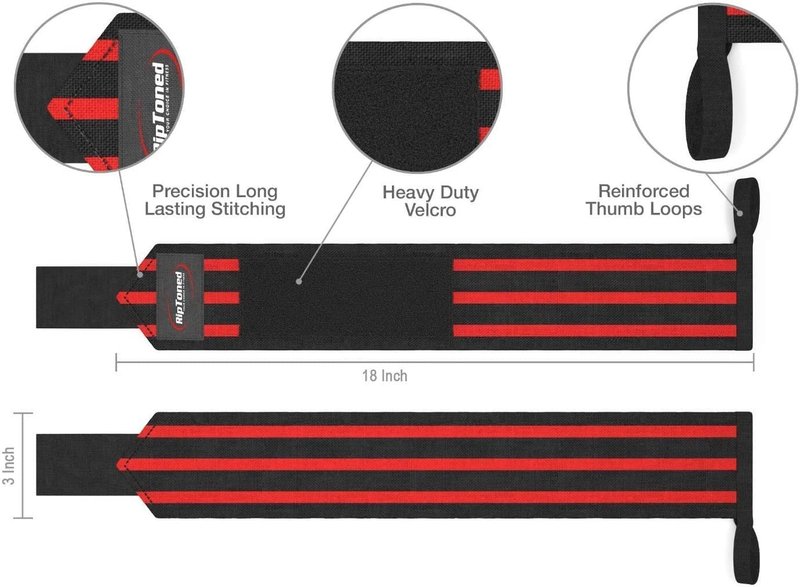 Rip Toned Lifting Straps + 18-inch Wrist Wraps Bundle (1 Pair of Each) for Weightlifting, Workout, Gym, Powerlifting, Bodybuilding
