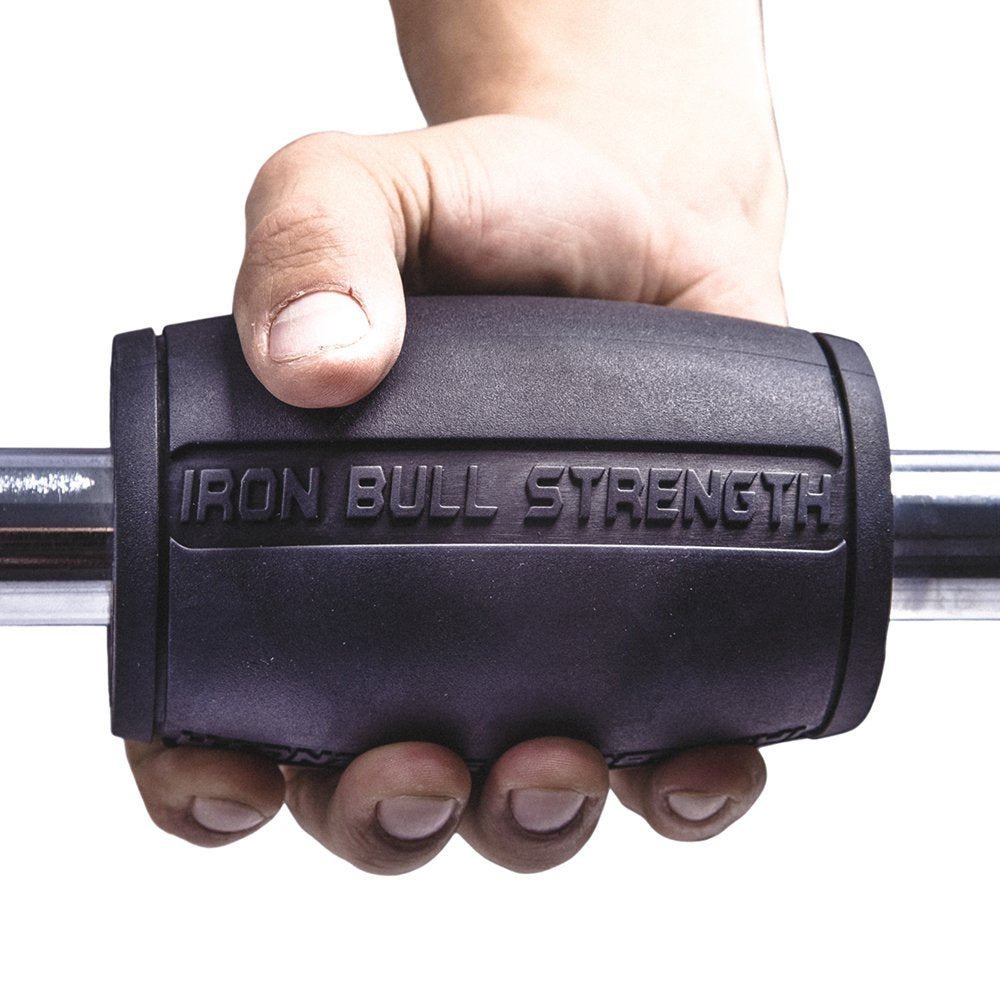 Iron Bull Strength Alpha Grips 3.0 - Extreme Arm Blaster - Best Dumbbell and Barbell Thick Bar Adapter (Black)