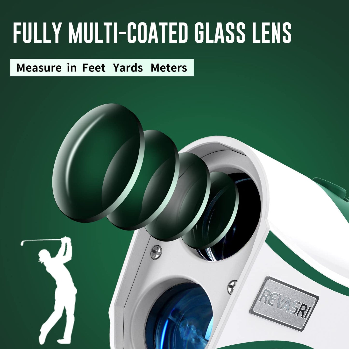 REVASRI Range Finder for Golf and Disc Golf, Measure in Feet Yards, Elevation and Slope Calculation, Pin Lock and Vibration, 1000 Yards Rechargeable Rangefinder